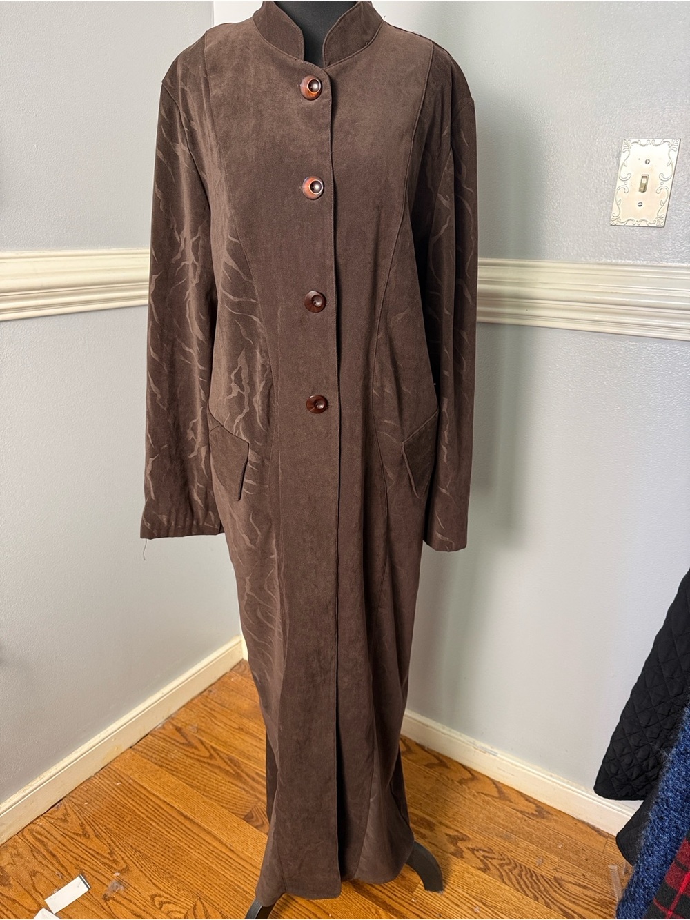 Vintage 70s-80s Long Brown Button Front Maxi Length Duster